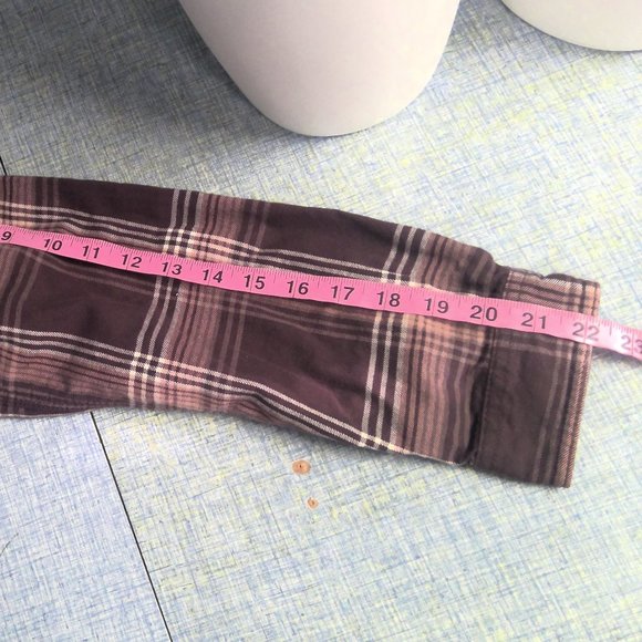 Carhartt Brown Plaid Flannel 1/2 Button Up Casual Cotton Shirt Women's Large - Picture 8 of 8